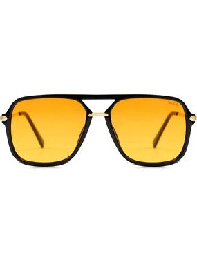 Women's Black Yellow Square Polarized Lens Trendy Aviator 90s Shades SJ2229